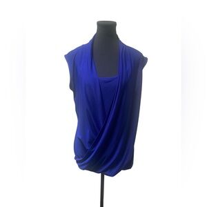 For Cynthia Royal Blue Drape Blouse GUC L
